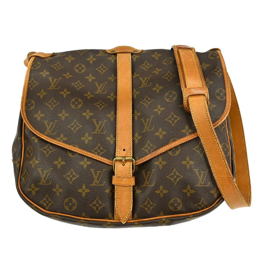 Louis Vuitton Saumur Handbag Monogram Canvas, BROWN, CANVAS, Shoulder bag
