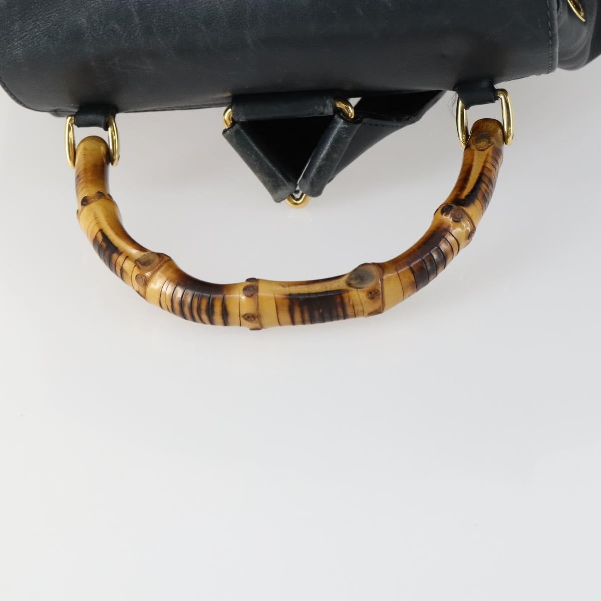 Gucci Vintage Bamboo Backpack Leather, BLACK, LEATHER, Backpack