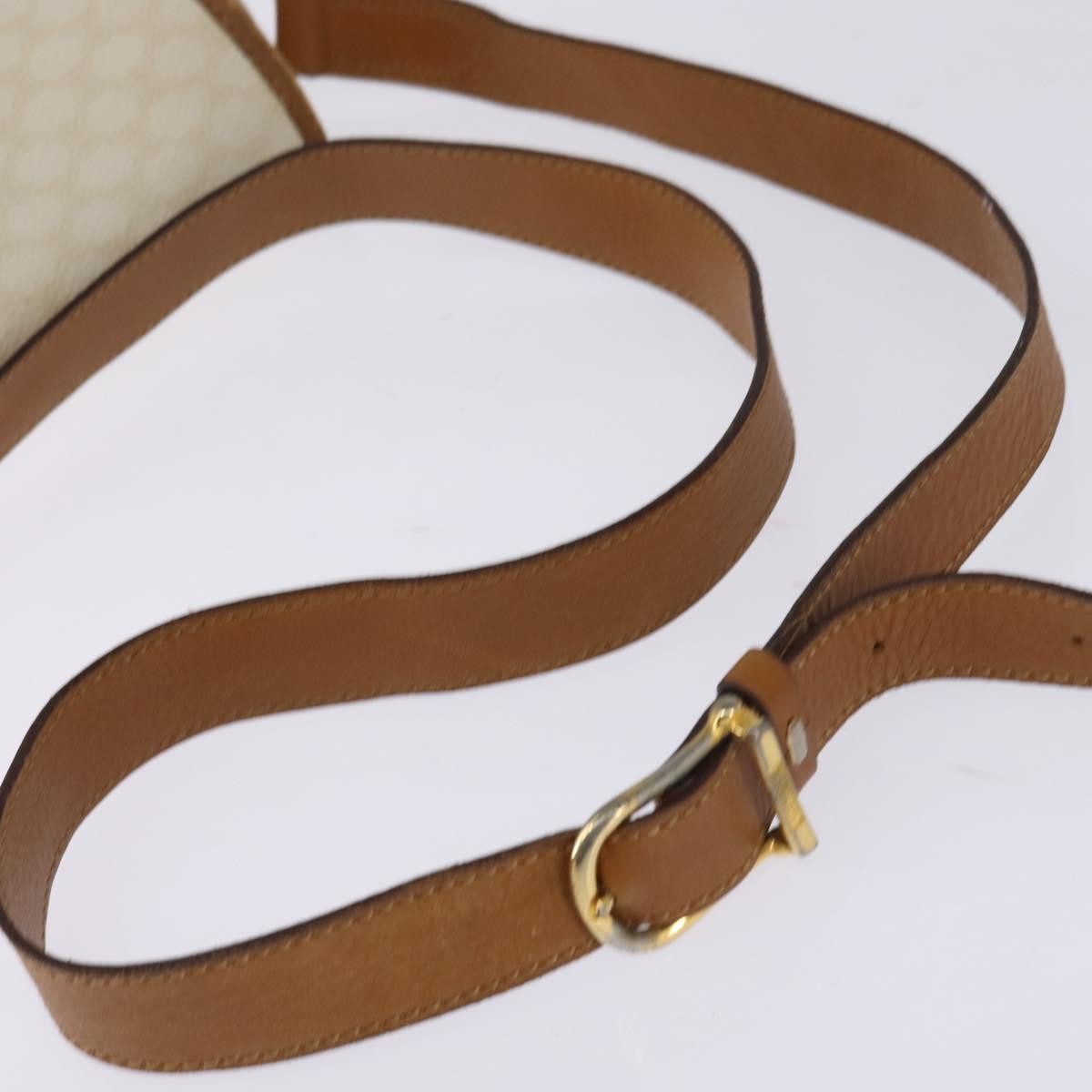 Celine Vintage Macadam Shoulder Bag Canvas and Leather, ECRU, CANVAS, Shoulder bag