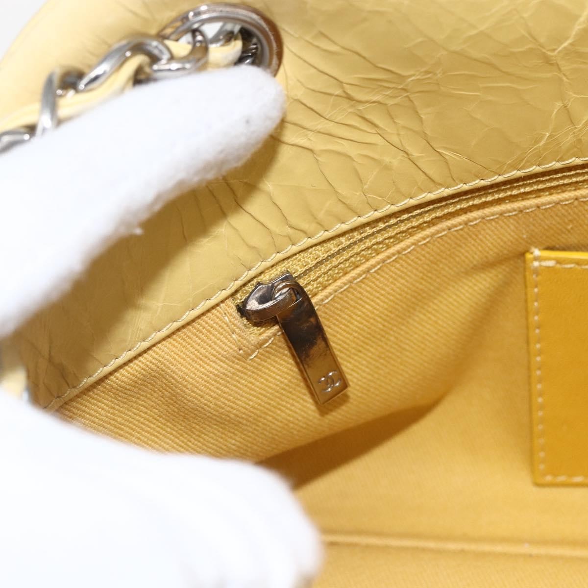 Chanel Just Mademoiselle Bag Quilted Aged Calfskin, YELLOW, LEATHER, Shoulder bag