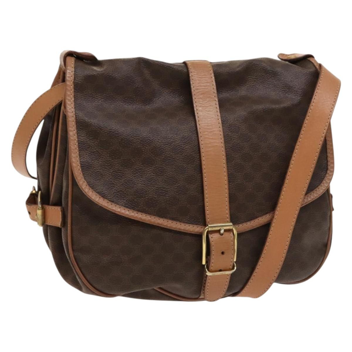 Celine Vintage Macadam Shoulder Bag Canvas, BROWN, CANVAS, Shoulder bag