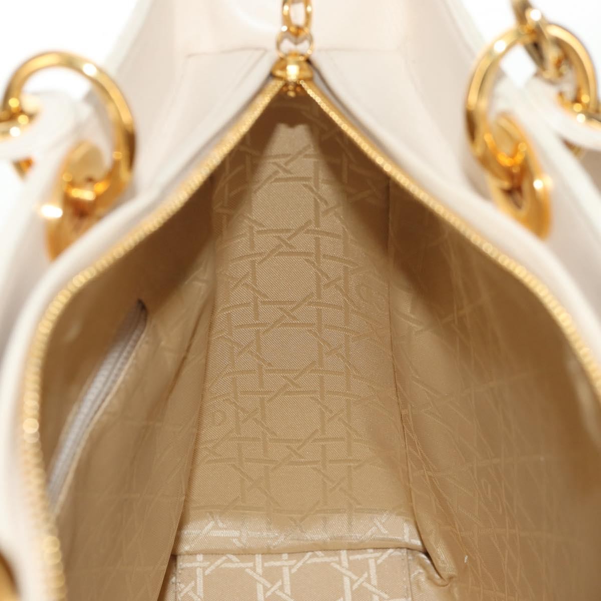 Christian Dior Vintage Lady Dior Bag Cannage, WHITE, LEATHER, Handbag