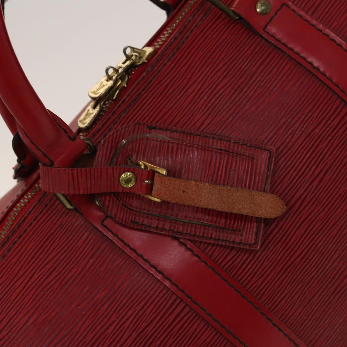 Louis Vuitton Keepall Bag Epi Leather, RED, LEATHER, Travel bag