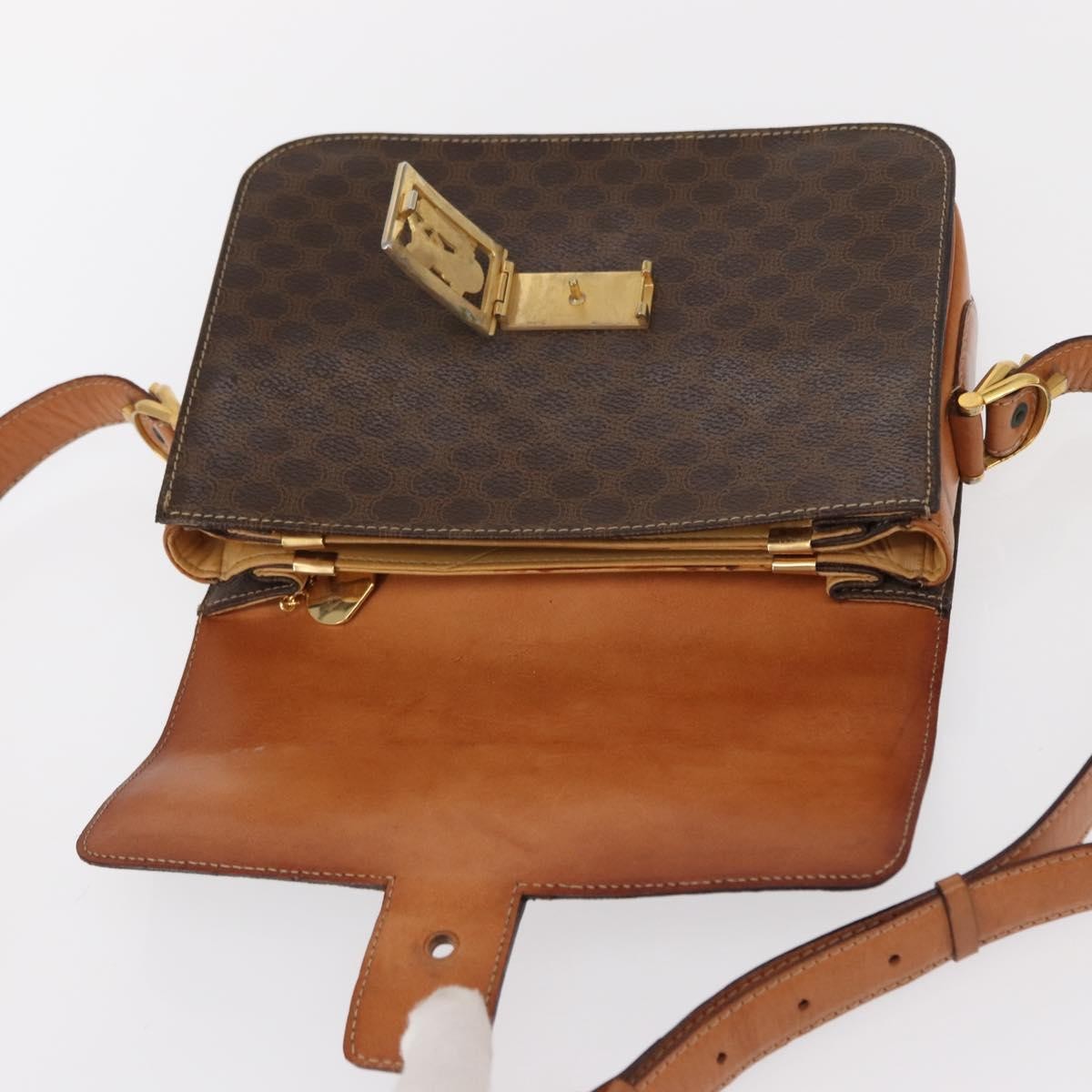 Celine Macadam Shoulder Bag PVC Leather, BROWN, CANVAS, Shoulder bag