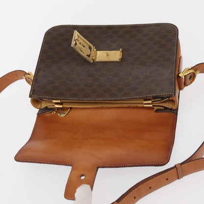 Celine Macadam Shoulder Bag PVC Leather, BROWN, CANVAS, Shoulder bag