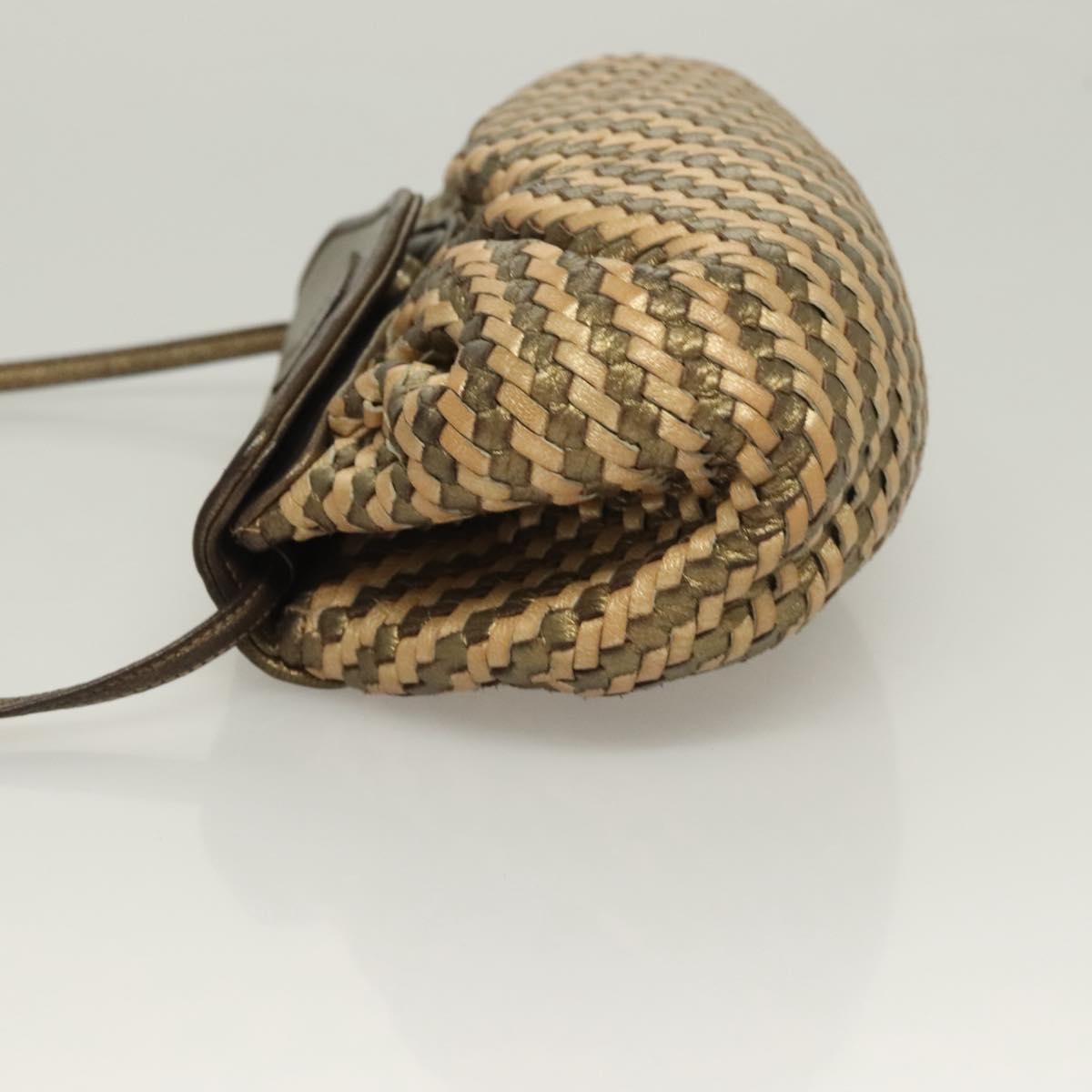 Fendi Vintage Shoulder Bag Leather, GOLD, LEATHER, Shoulder bag