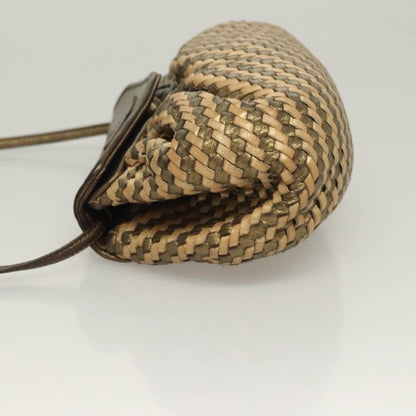 Fendi Vintage Shoulder Bag Leather, GOLD, LEATHER, Shoulder bag