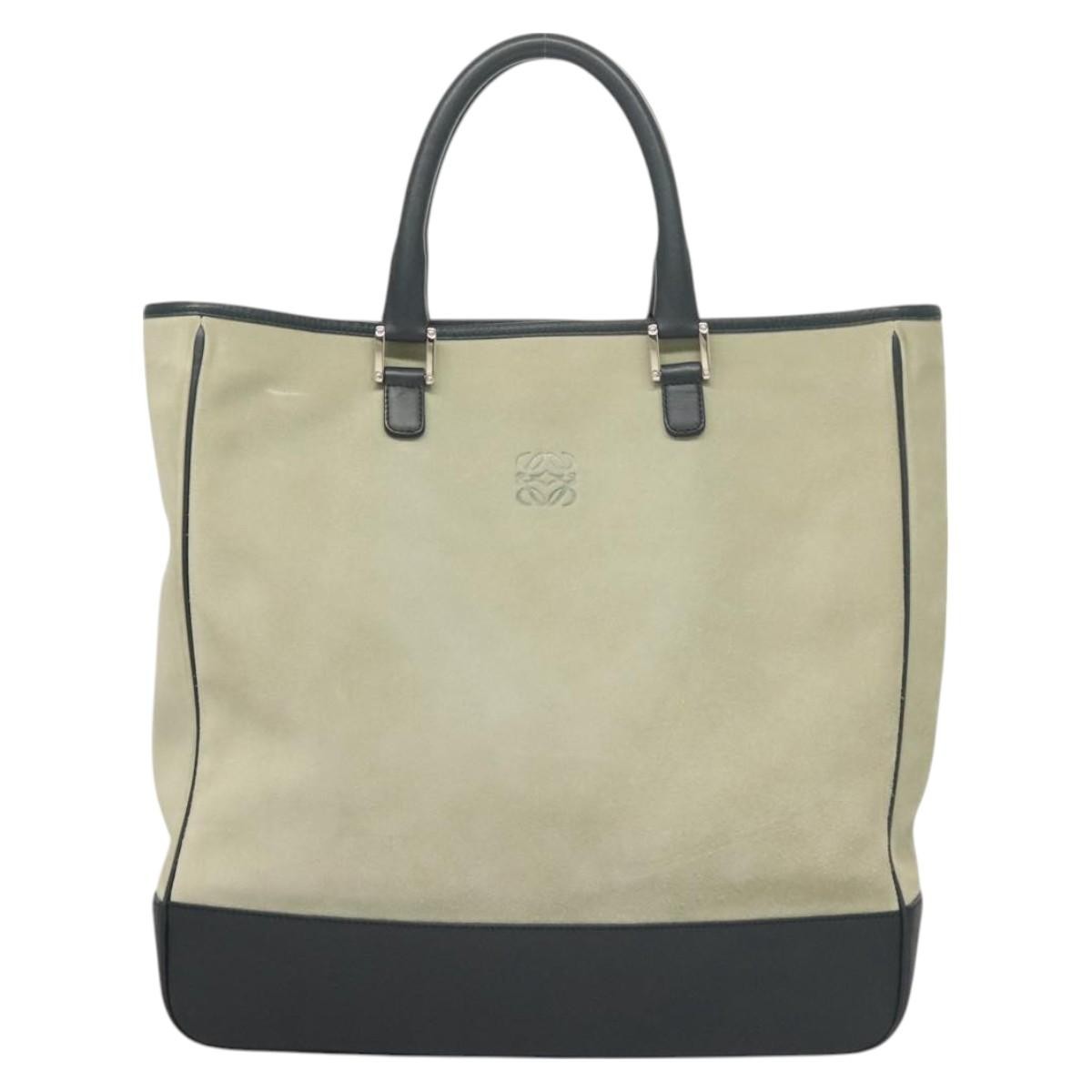 Loewe Anagram Tote Suede, GRAY, SUEDE, Tote bag