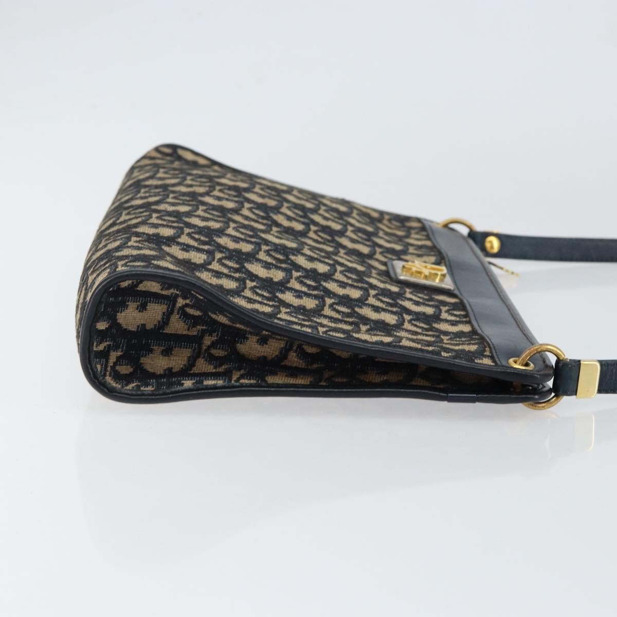 Christian Dior Vintage Trotter Shoulder Bag Canvas, NAVY, CANVAS, Shoulder bag