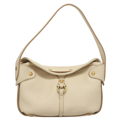 Salvatore Ferragamo Gancini handbag Leather, WHITE, LEATHER, Handbag
