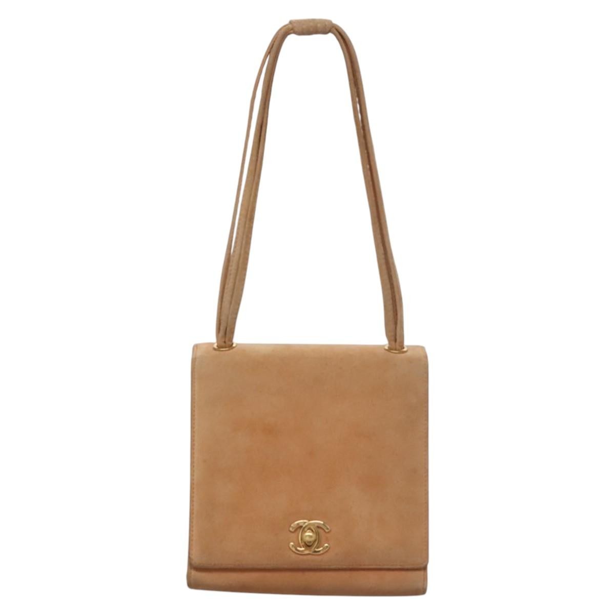 Chanel Flap Crossbody Bag Suede Patchwork, BEIGE, SUEDE, Crossbody bag