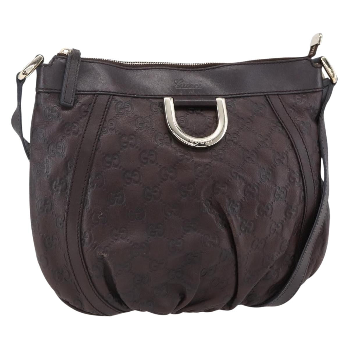 Gucci D Ring Messenger Bag Guccissima Leather, BURGUNDY, LEATHER, Shoulder bag