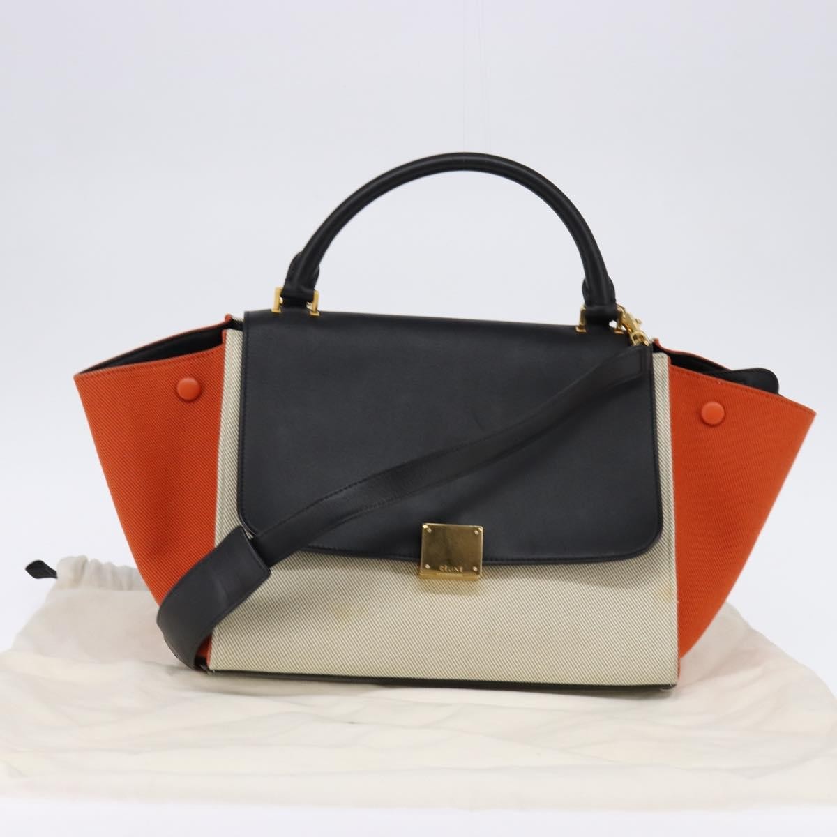 Celine Trapeze Bag Canvas with Leather, MULTICOLOUR, CANVAS, Handbag