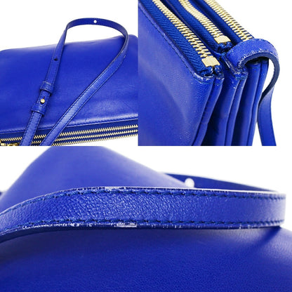 Celine Trio Crossbody Bag Leather, BLUE, LEATHER, Crossbody bag