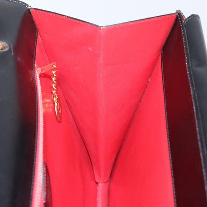 Celine Vintage Top Handle Bag Glazed Leather, BLACK, LEATHER, Handbag