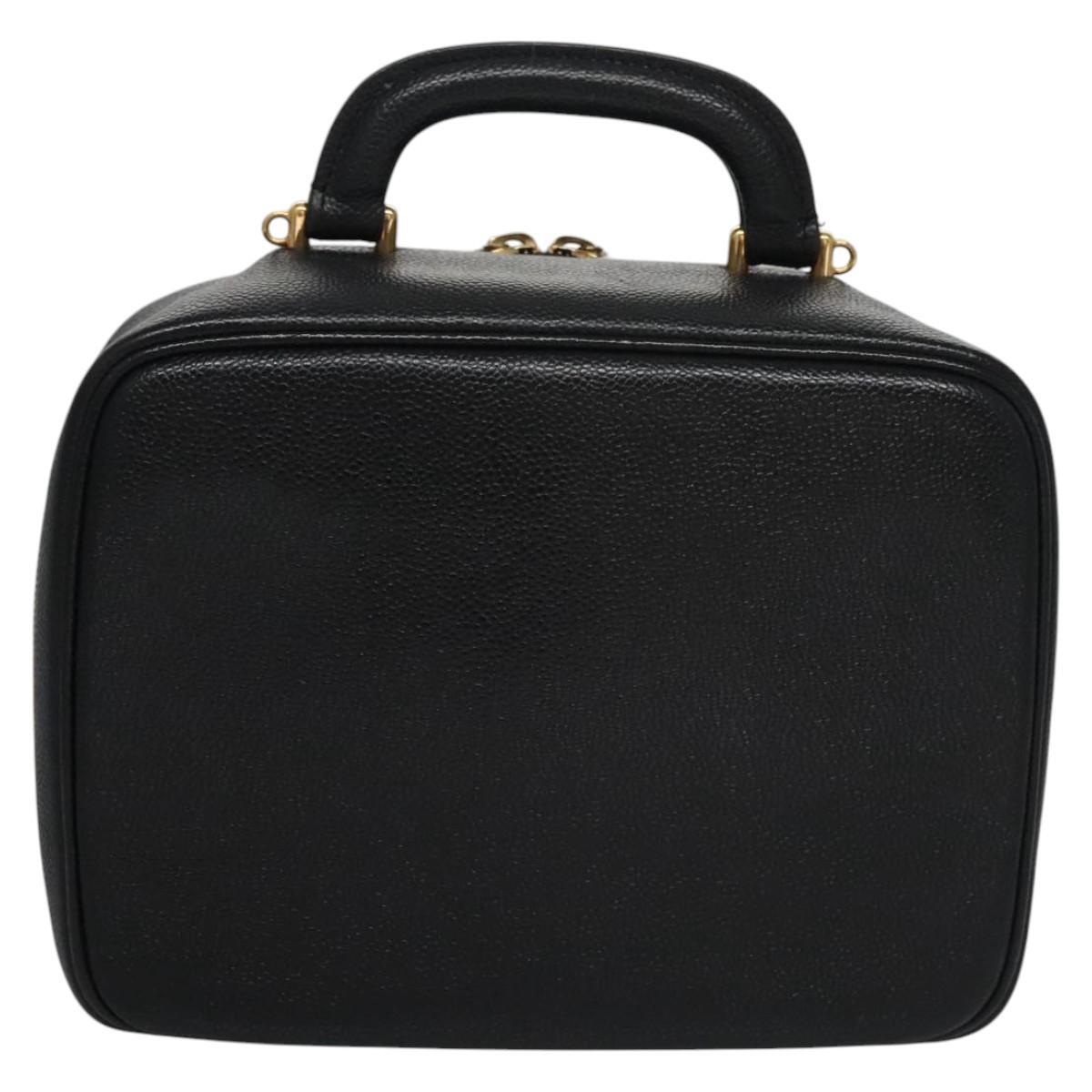 Chanel Vintage Timeless Zip Around Vanity Case Caviar, BLACK, LEATHER, Toiletry Case