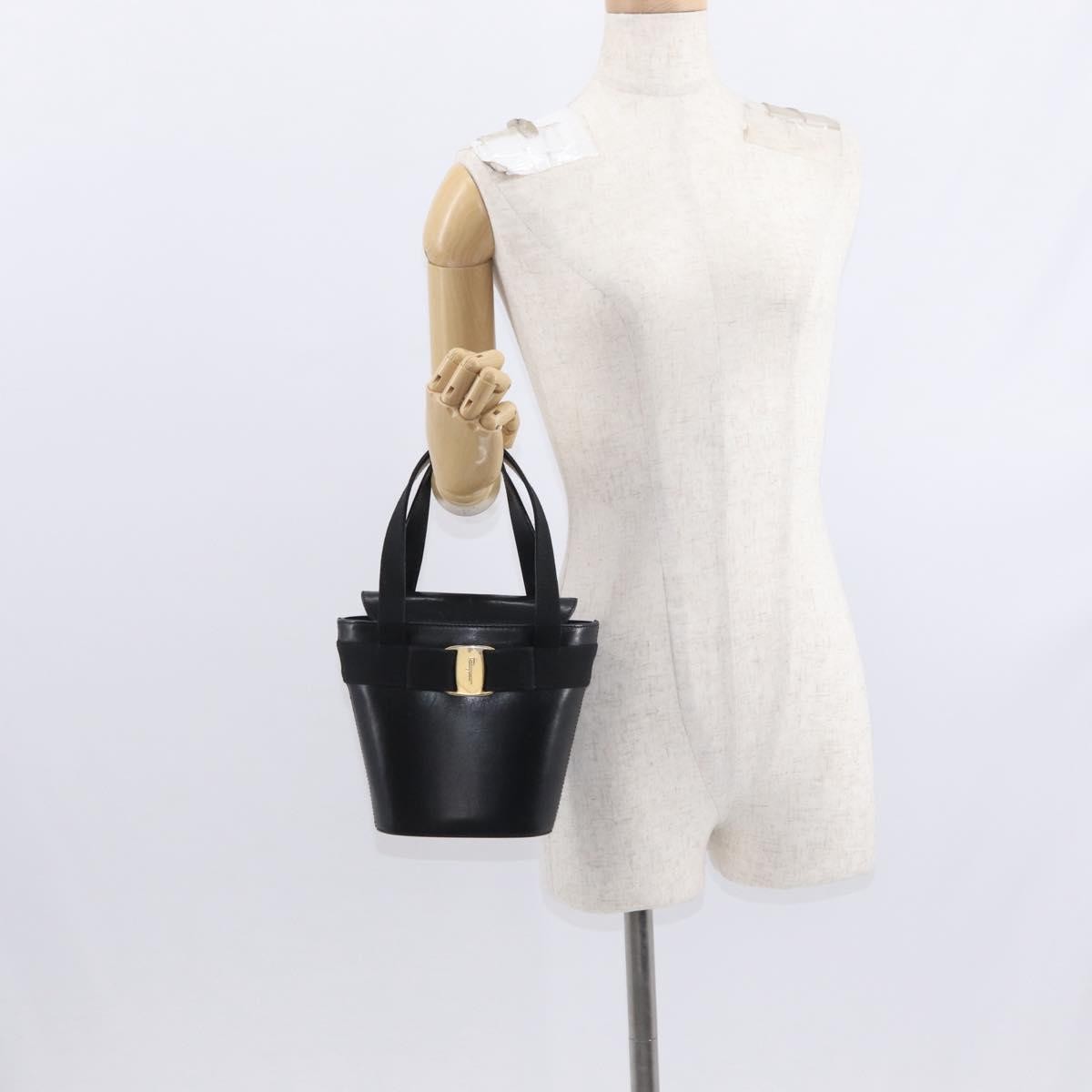 Salvatore Ferragamo Vara Bow Top Handle Bucket Bag Leather, BLACK, LEATHER, Handbag