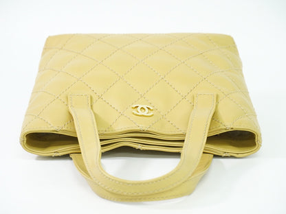 Chanel Surpique Tote Quilted Leather, BEIGE, LEATHER, Tote bag