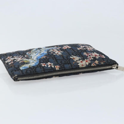 Christian Dior Diorama Clutch Satin, Navy, Canvas, Clutch