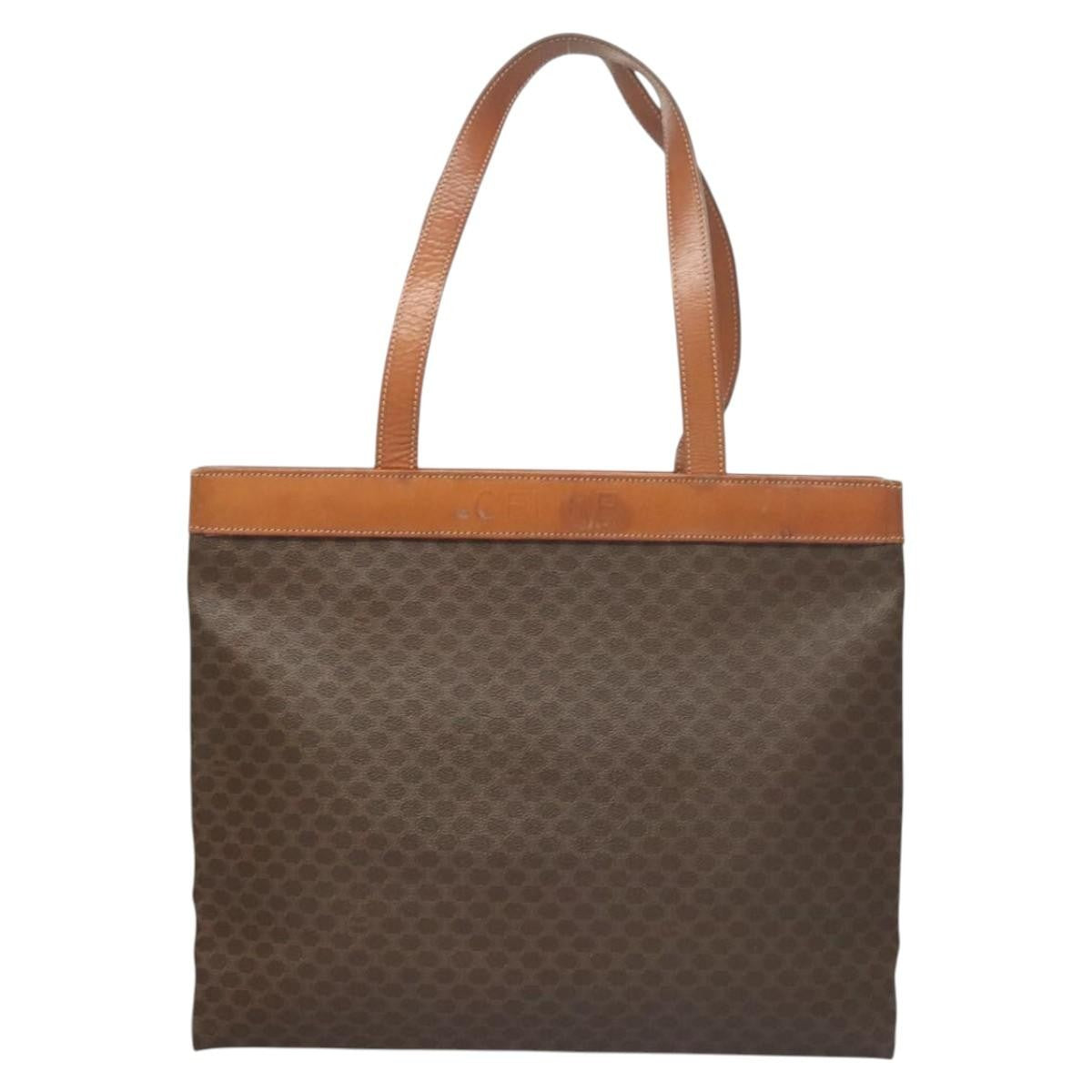 Celine Vintage Macadam Tote bag Canvas, BROWN, CANVAS, Tote bag
