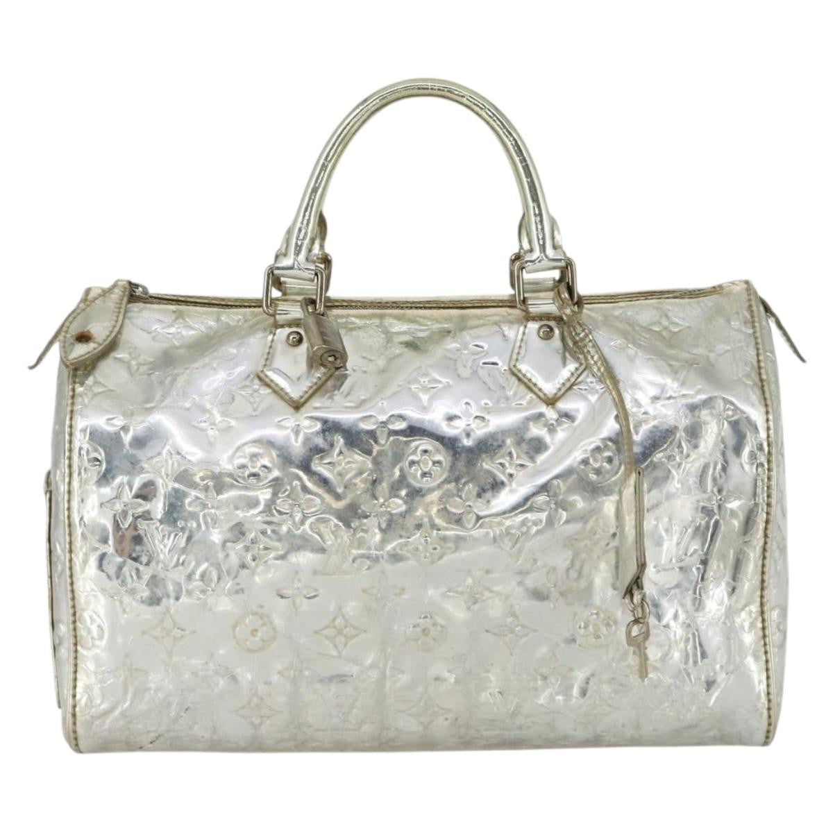 Louis Vuitton Speedy Handbag Monogram Vernis, SILVER, PATENT_LEATHER, Handbag