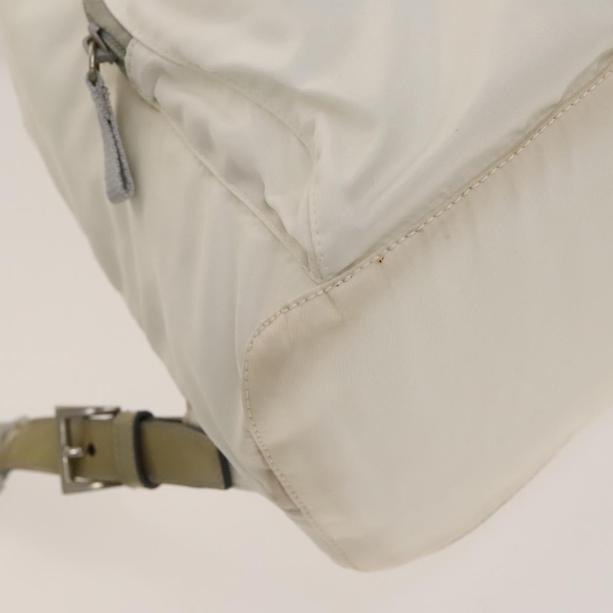 Prada Front Pocket Buckle Backpack Nylon, WHITE, NYLON, Backpack