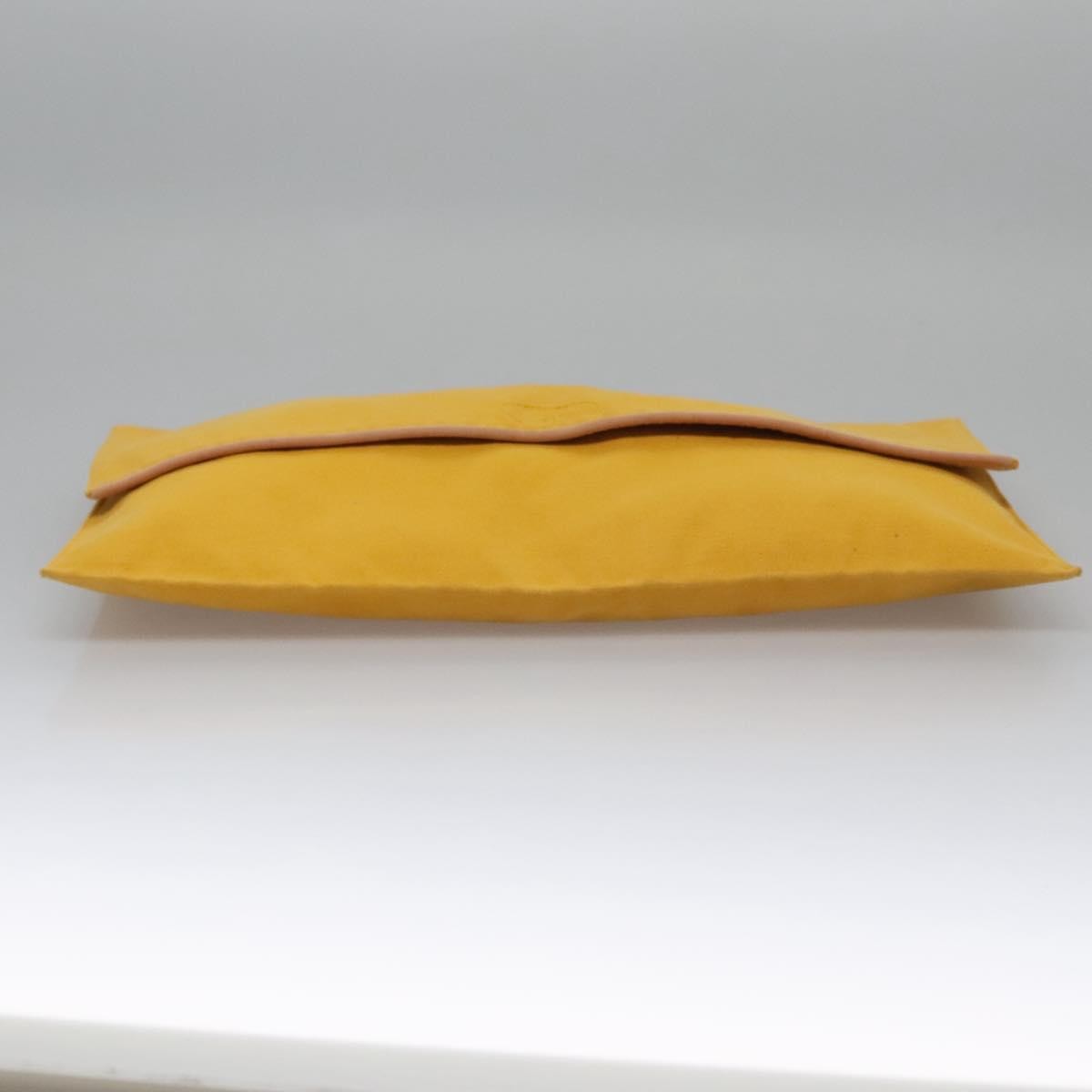 Hermes Vintage Clutch Canvas, YELLOW, CANVAS, Clutche & pouche