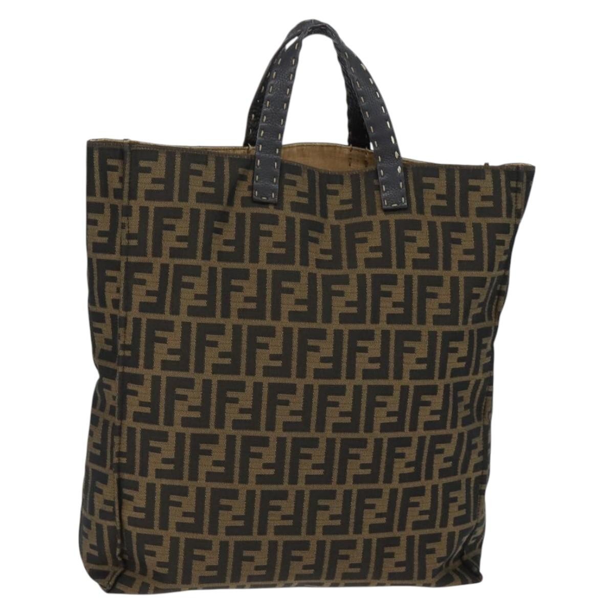 Fendi Open Shopping Tote Zucca Canvas, BROWN, CANVAS, Tote bag