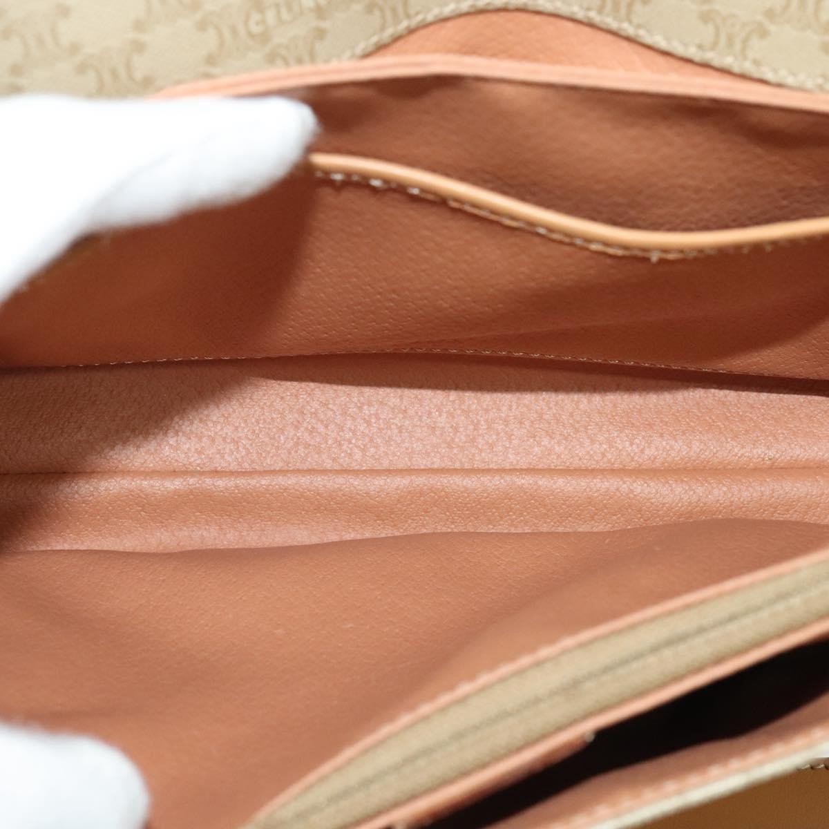 Celine Macadam Shoulder Bag PVC Leather, BEIGE, CANVAS, Shoulder bag