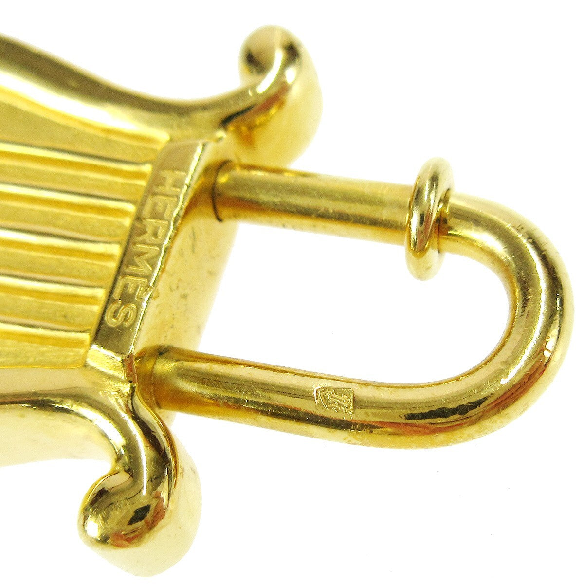 Hermes Harp Cadena Padlock 1996 Limited Metal Design, GOLD, GOLD, Charms and Keychains