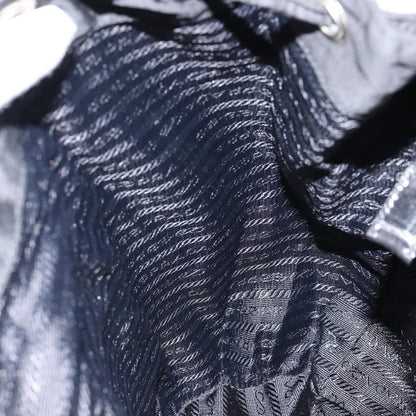 Prada Cinch Buckle Flap Backpack Tessuto with Crocodile Embossed Leather, BLACK, NYLON, Backpack