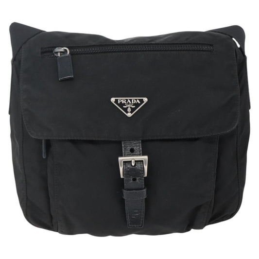 Prada Buckle Messenger Bag Tessuto, BLACK, NYLON, Crossbody bag