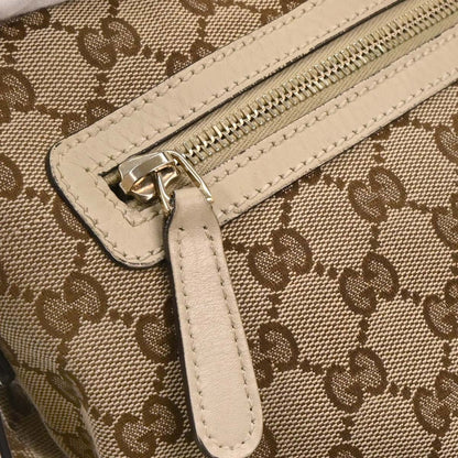 Gucci Front Zip Shoulder Bag GG Canvas, BEIGE, CANVAS, Shoulder bag