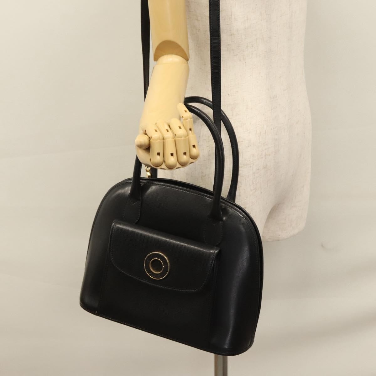 Celine Circle Logo Handbag Leather, BLACK, LEATHER, Handbag