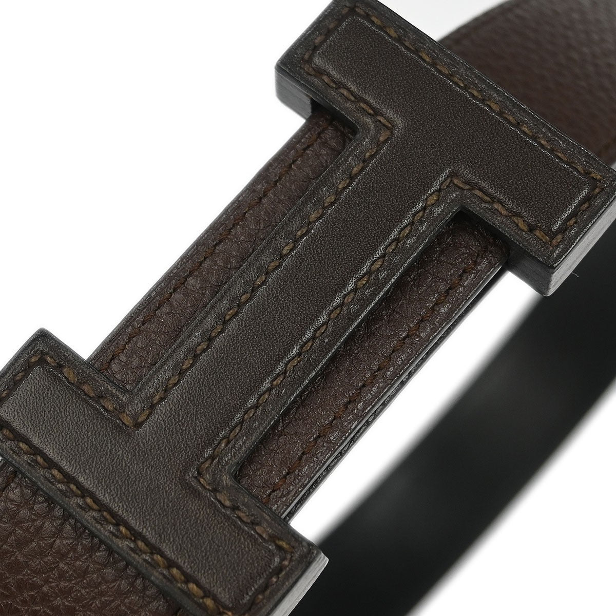 Hermes Constance Reversible Belt Leather, BROWN, LEATHER, Belts