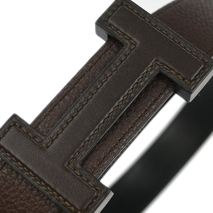 Hermes Constance Reversible Belt Leather, BROWN, LEATHER, Belts