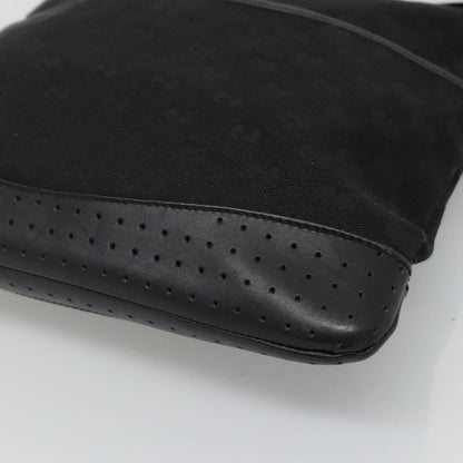 Gucci Zip Messenger Bag GG Canvas with Perforated Leather, BLACK, CANVAS, Shoulder bag