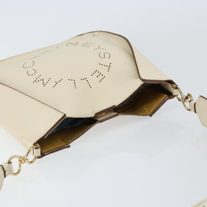 Stella McCartney Logo Crossbody Bag Perforated Faux Leather, BEIGE, LEATHER, Shoulder bag