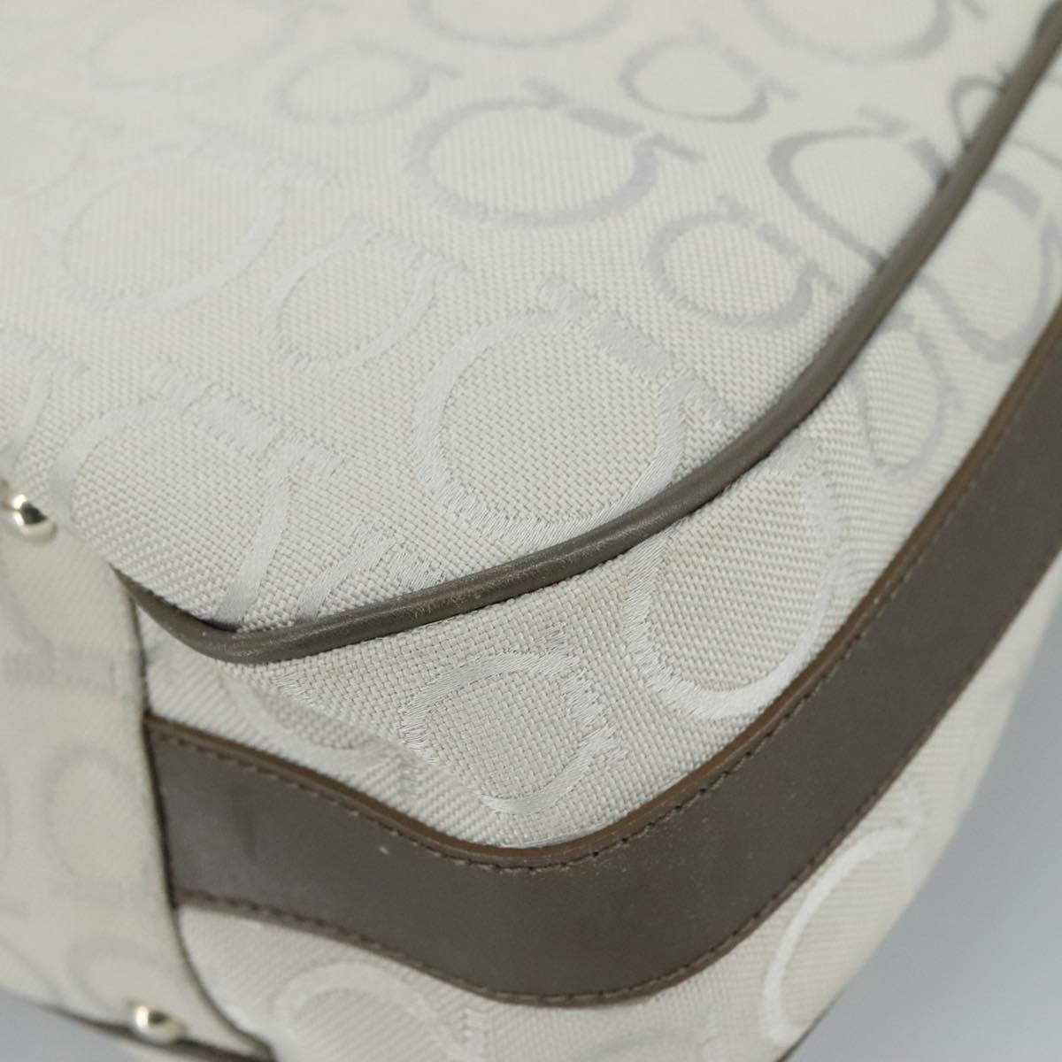 Salvatore Ferragamo Gancini Shoulder Bag Canvas, GRAY, CANVAS, Shoulder bag