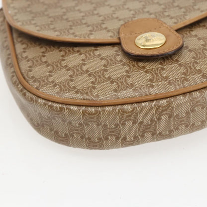 Celine Vintage Macadam Shoulder Bag Canvas, BEIGE, PVC, Shoulder bag