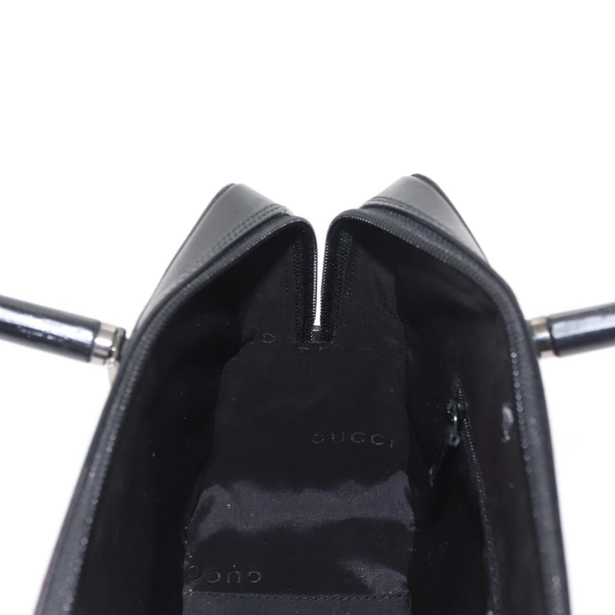 Gucci Vintage Bamboo Handle Bag Leather, BLACK, LEATHER, Handbag