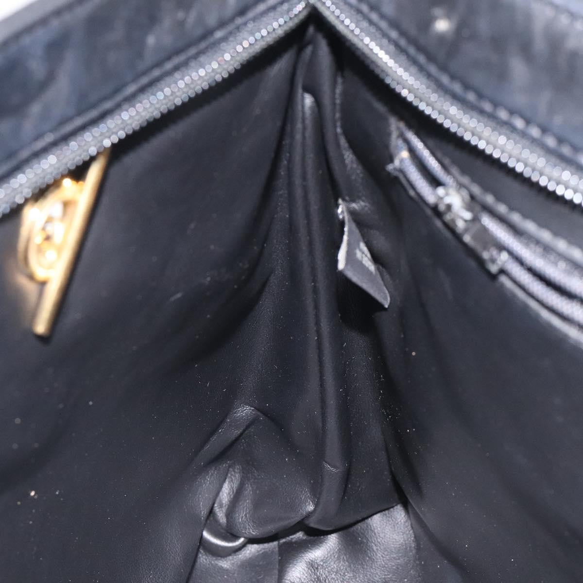 Bally Vintage Chain Shoulder Bag Quilted Leather, BLACK, LEATHER, Shoulder bag