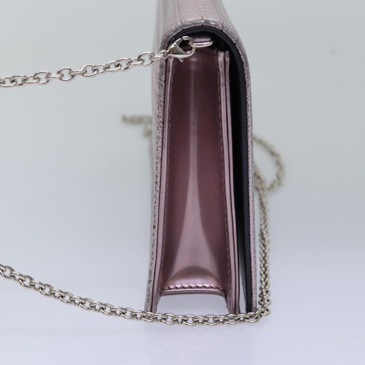 Christian Dior Lady Dior Croisiere Chain Wallet Micro Cannage Metallic Calfskin, PINK, LEATHER, Shoulder bag