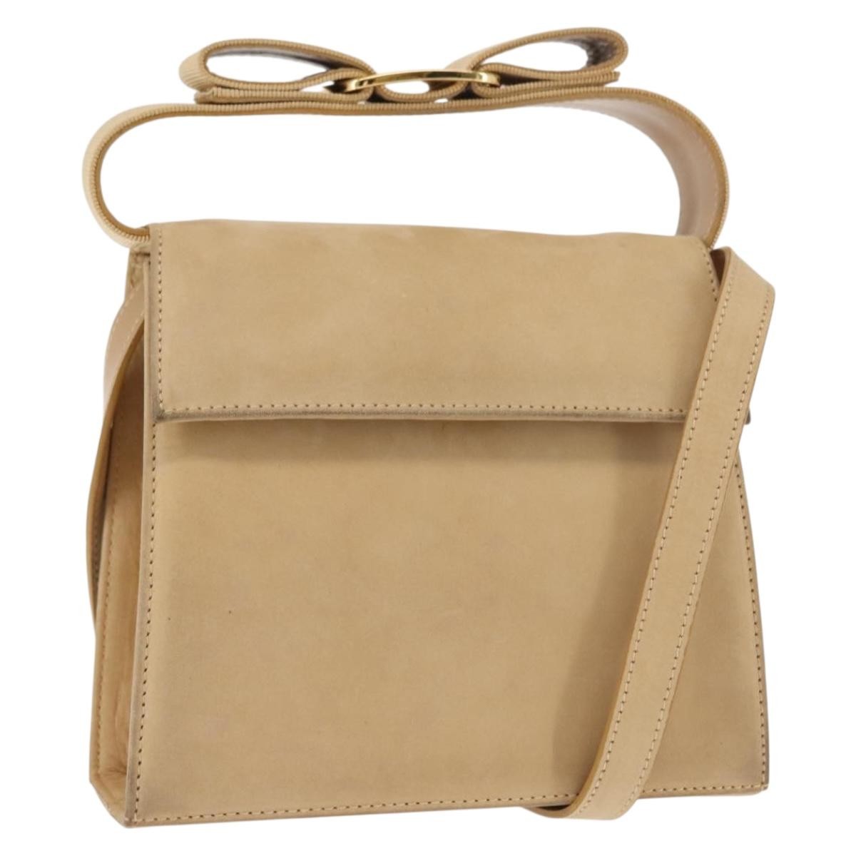 Salvatore Ferragamo Vala Handbag Suede, BEIGE, SUEDE, Handbag