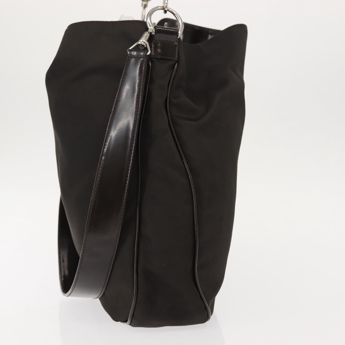 Gucci Vintage Bamboo Shoulder Bag Nylon, BROWN, NYLON, Shoulder bag