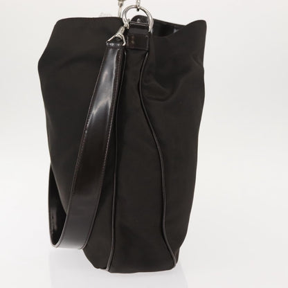 Gucci Vintage Bamboo Shoulder Bag Nylon, BROWN, NYLON, Shoulder bag