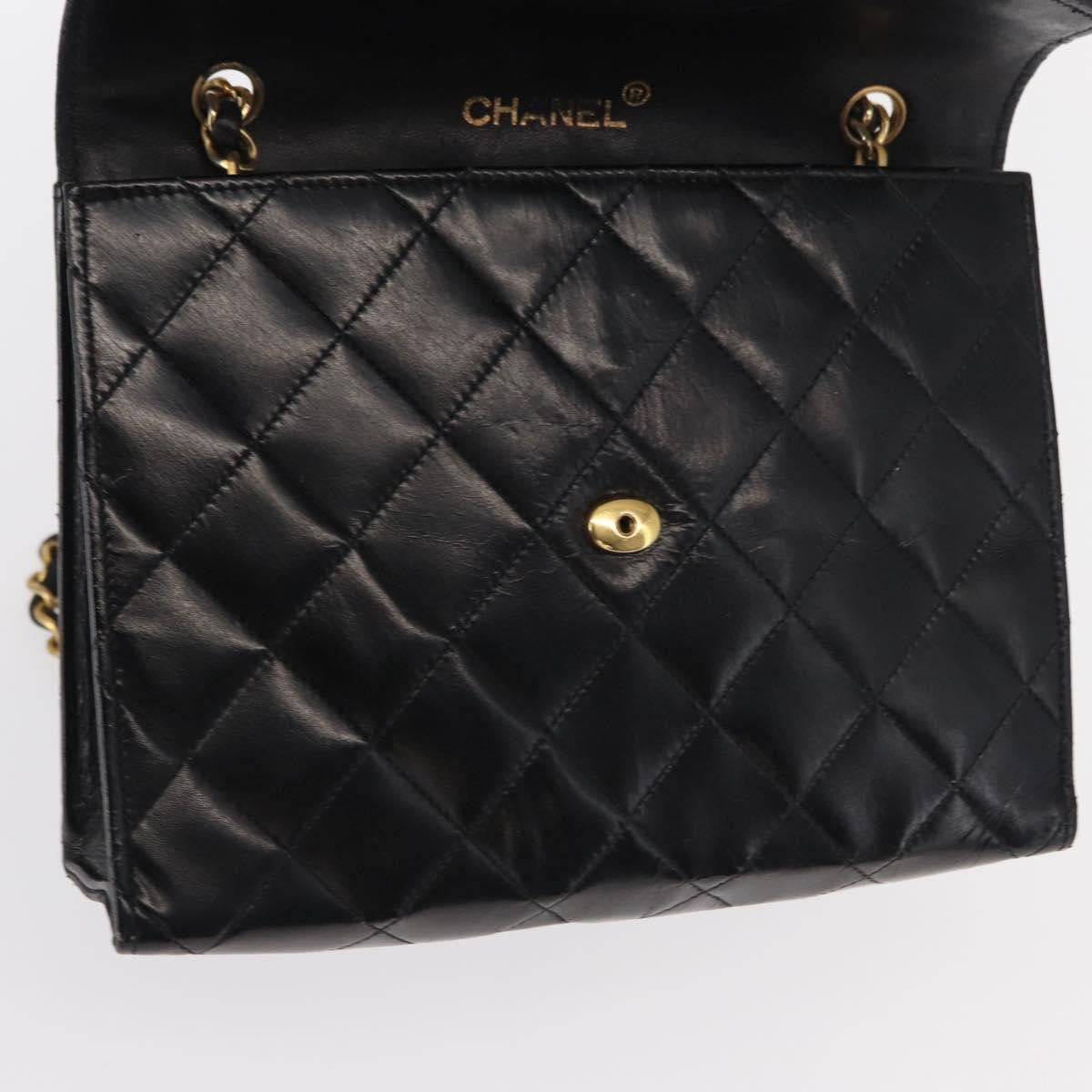 Chanel Vintage Envelope Flap Shoulder Bag Quilted Lambskin, BLACK, LEATHER, Shoulder bag