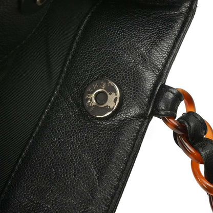 Chanel Vintage CC Resin Chain Tote Leather, BLACK, LEATHER, Tote bag