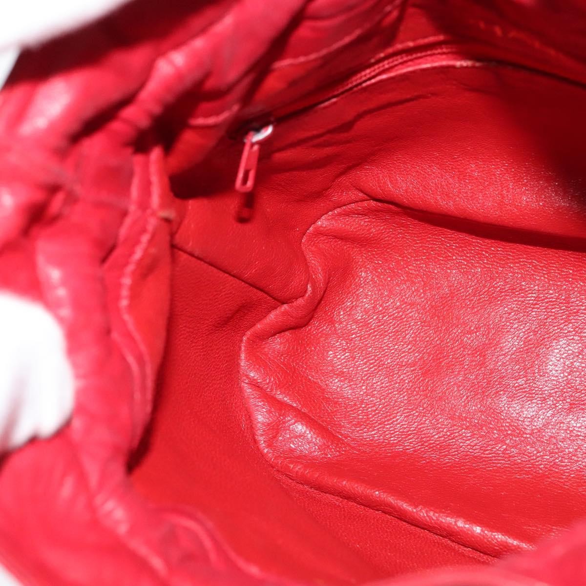 Chanel Vintage Drawstring Bucket Bag Quilted Satin, RED, SATIN, Shoulder bag