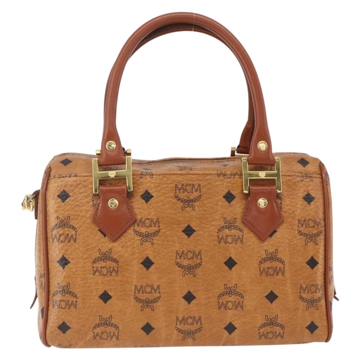 MCM Visetos logogramme Handbag Canvas and Leather, BROWN, CANVAS, Handbag